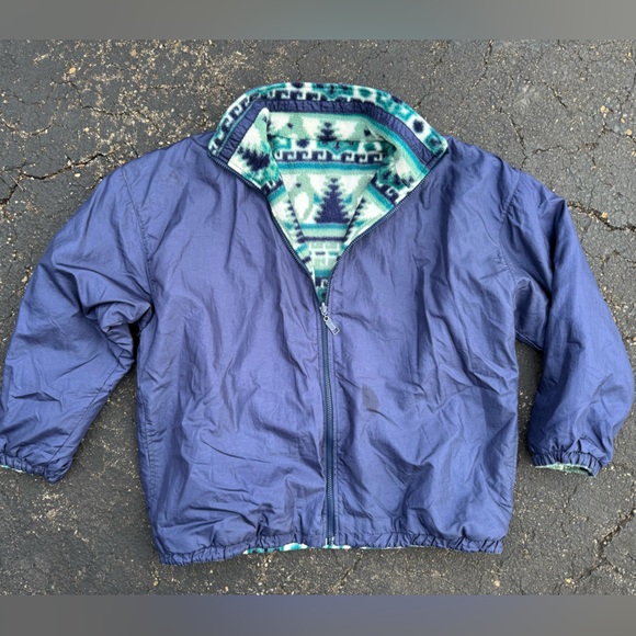 Vintage Ski Style Printed Polar Fleece REVERSIBLE Jacket - Picture 4 of 8